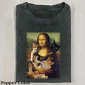 Vintage Mona Lisa And Cats T-Shirt, Fantasy Kitten Tshirt, Cute Cat Shirt, Cool Cat Tshirt, Love Cat Tshirt, Funny Mona...