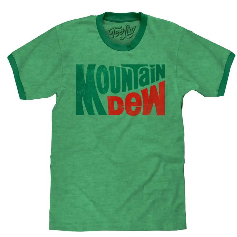 Vintage Mt Dew Ringer T-Shirt - Green Hoodie, Sweatshirt | RetroVerseTees.com