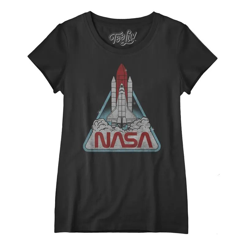 Vintage NASA Shuttle Womens Scoopneck T-Shirt - Black Hoodie, Sweatshirt | RetroVerseTees.com