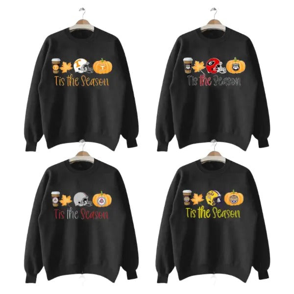 Vintage NCAA All Teams Football Sweatshirt - Black | Classic Season Sportswear T-Shirts, Hoodie | RetroVerseTees.com