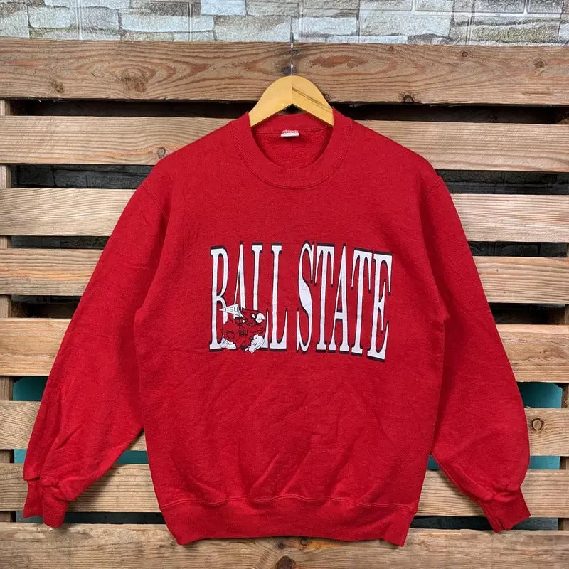 Vintage Ncaa Ball State Sweatshirt Ball State Pullover Sweater Ball State Crewneck Jumper Ball State Print Graphic Logo...
