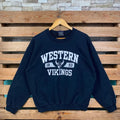 Vintage Ncaa Western Vikings Sweatshirt Western Crewneck Jumper Vikings Pullover Sweater Western Vikings Logo Print...