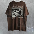 Vintage Opossum Live Fast Eat Trash 90s Style Graphic T-Shirt, Retro Raccoon Shirt, Trendy Shirts, Adult Unisex Relaxed...