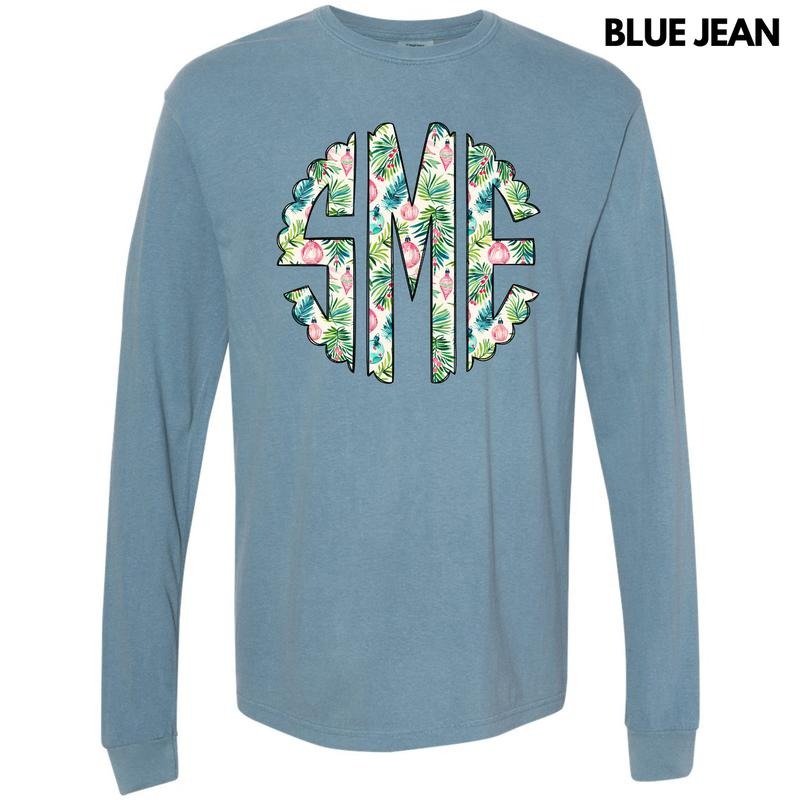 Vintage Ornaments Monogram Long Sleeve Comfort Colors T-Shirt 'NLB' Hoodie, Sweatshirt | RetroVerseTees.com