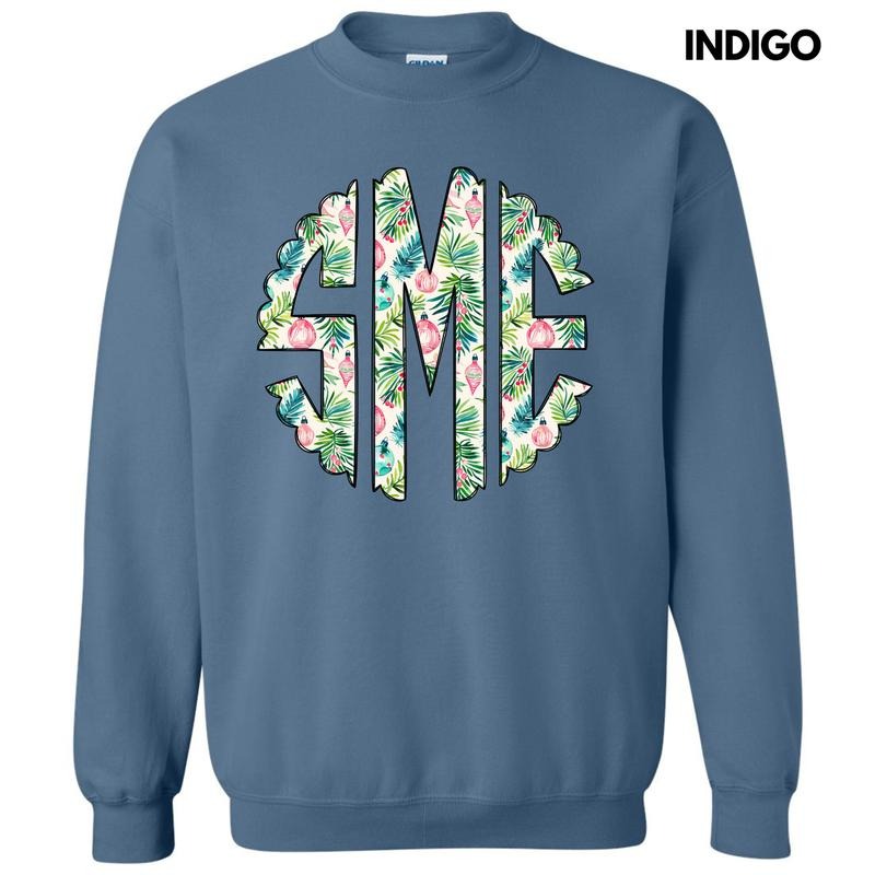 Vintage Ornaments Monogram Sweatshirt 'NLB' T-Shirts, Hoodie | RetroVerseTees.com