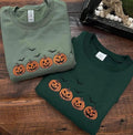Vintage Pumpkin Halloween Embroidered Sweatshirt Pumpkins With Bats Sweatshirt Spooky Season Sweatshirt Fall Sweater...