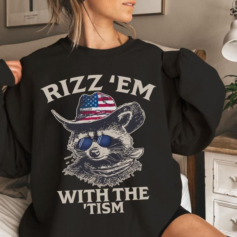 Vintage Retro Rizz 'Em With The 'Tism Unisex Sweater - Tee for Men and Women Hoodie, Sweatshirt | RetroVerseTees.com