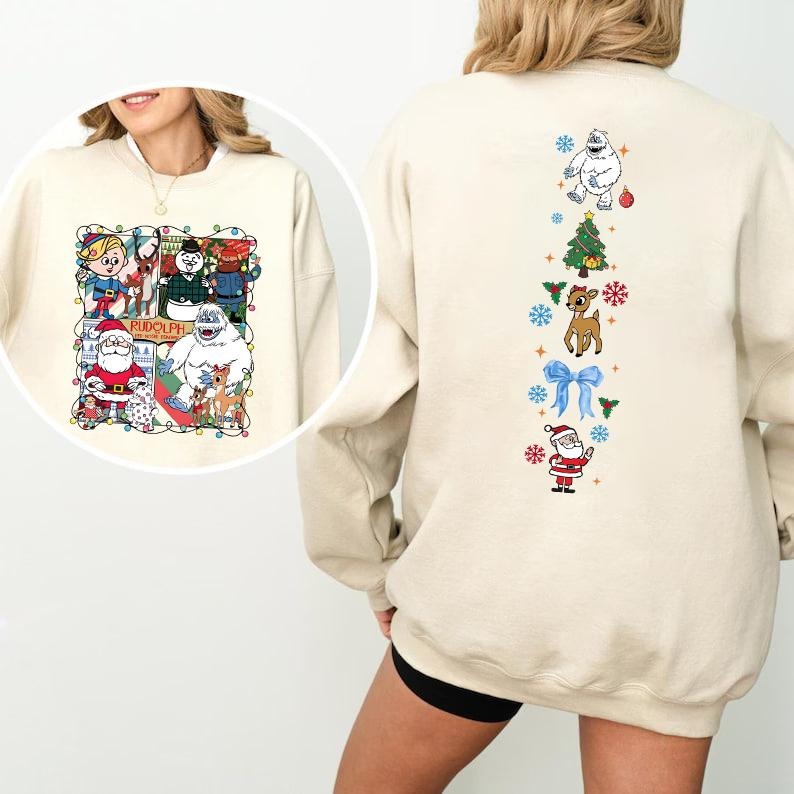 Vintage Rudolph Christmas Sweatshirt Hoodie T-shirt, Retro Christmas Shirt, Red Nosed Reindeer Sweatshirt, Cute Christmas...