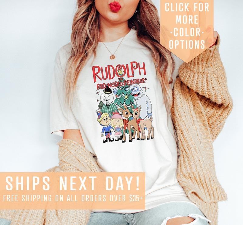 Vintage Rudolph Shirt Gift For New Year, Kids Christmas Shirt, Christmas Reindeer Tshirt, Christmas Cartoon Sweater,...
