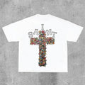 Vintage Saint Cross Graphics Printed Cotton T-Shirt Y2k Graphic Tees vintage  graphic  tees Soft Top Hoodie, Sweatshirt
