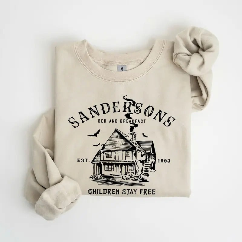 Vintage Sandersons Bed And Breakfast Stay Free Sweatshirt, Halloween Funny Gift T-Shirts, Hoodie | RetroVerseTees.com
