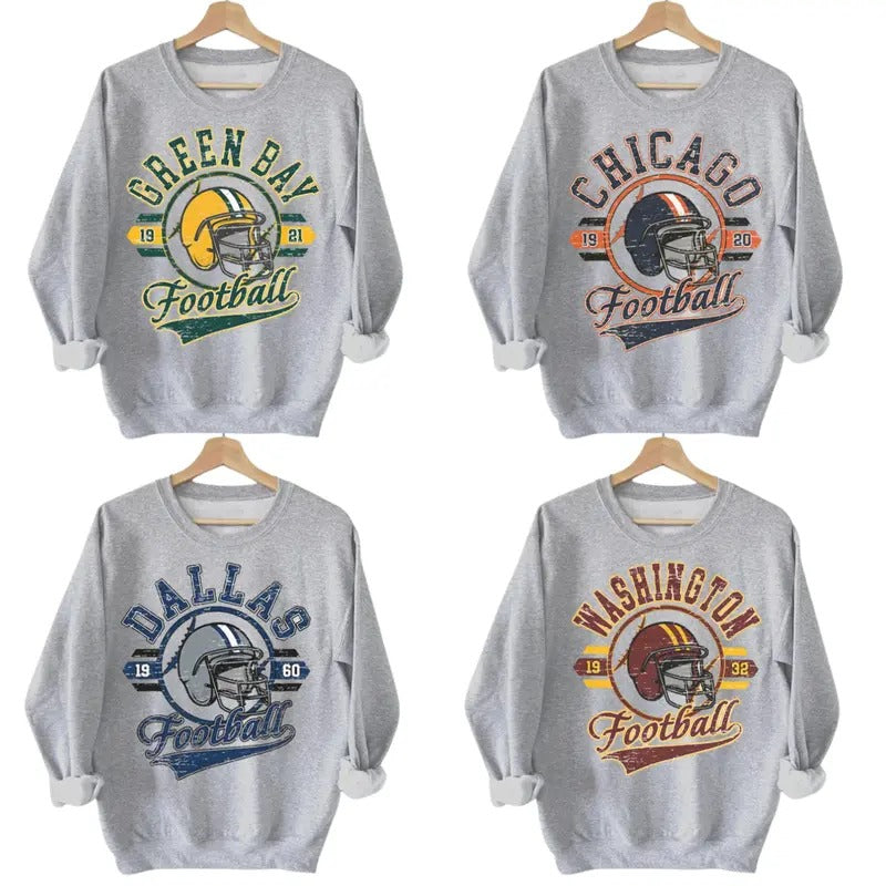 Vintage Sport Grey Football Sweatshirt - Classic Style for All Team Fans T-Shirts, Hoodie | RetroVerseTees.com
