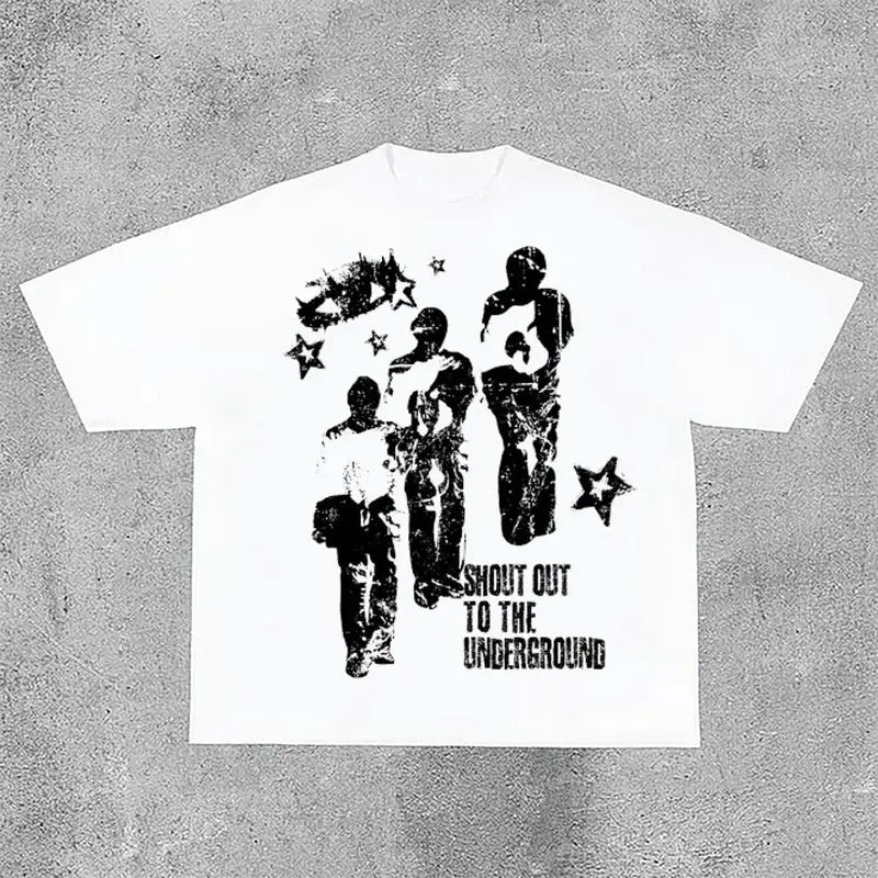 Vintage Street Portrait Graphic Print Cotton T-Shirtstyle{n002}2 T-Shirts, Hoodie, Sweatshirt | RetroVerseTees.com