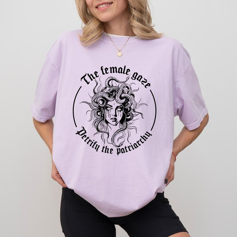 Vintage The Female Gaze Comfort Colors Shirt, Vintage The Female Gaze Petrify The Patriarchy Tee, Retro Feminist T-shirt,...
