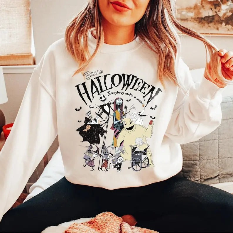 Vintage The Nightmare Before Christmas Sweatshirt, Jack Skellington Sweater, Sally Oogie Boogie Tee, land Halloween Party...