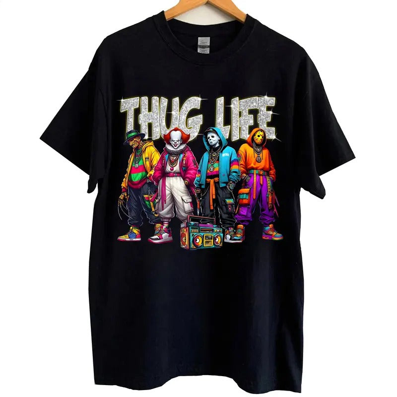 Vintage Thug Life Horror Movie Characters Halloween Costume Shirt, Horror Halloween Shirt, Halloween 2024 Shirt, Spookey...