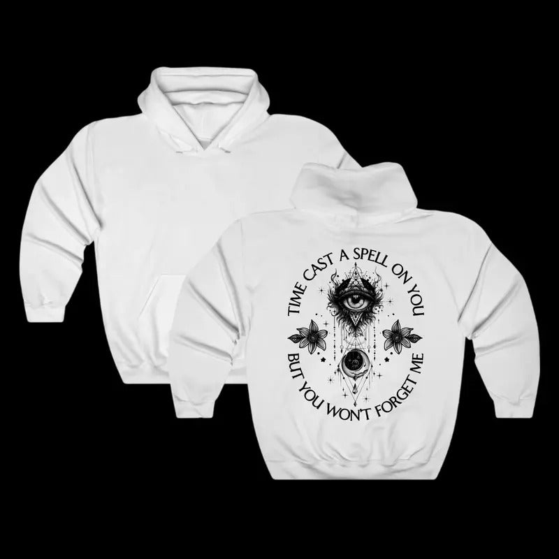 Vintage Time Cast A Spell Hoodie On Back, Classic Rock Band Merch, Retro Steviee, Unisex Sweater Pullover Tee Sweatshirt