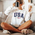 Vintage USA Sweatshirt, 4th of July Sweater, America Sweatshirt, USA est 1776, Patriotic Crewneck, Womens 4th of July...