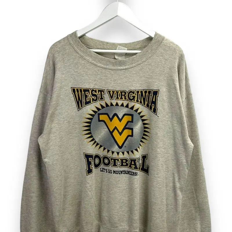 Vintage West Virginia Mountaineers NCAA Football Graphic Sweatshirt Size Large T-Shirts, Hoodie | RetroVerseTees.com