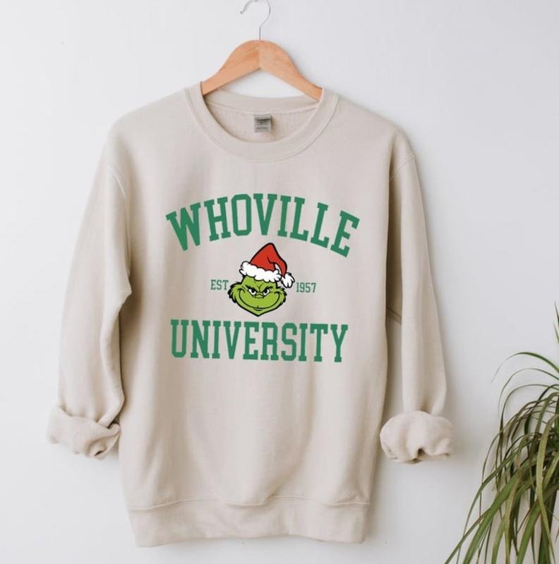 Vintage Whoville University Sweatshirt, Grinch Christmas Sweatshirt, Whoville Est 1957 Shirt, Christmas Gift, Whoville...