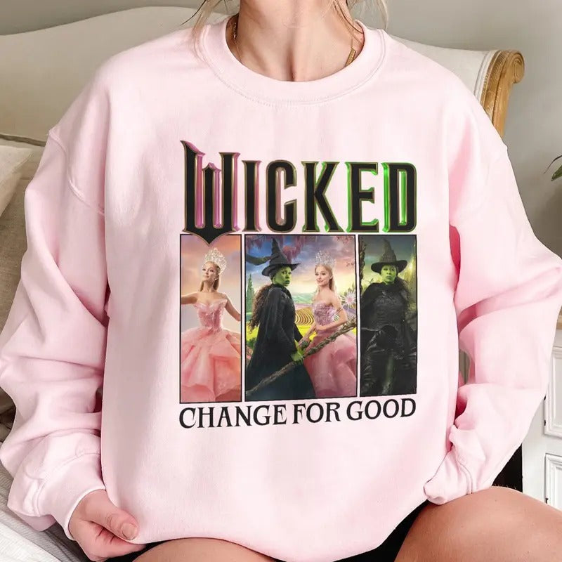 Vintage Wicked shirt, Wicked Change For Good Sweatshirt, Defy Gravity Broomstick Magic Wand, Wizard Movie Fan Shirt,...