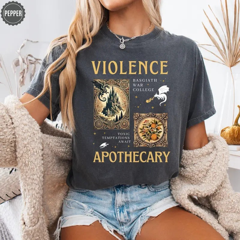 Violence Apothecary Shirt, Fourth Wing Sweatshirt, Basgiath War College Shirt, Violet Sorrengail, Riorson House Gift,...