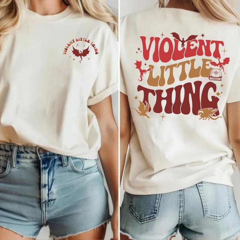 Violent Little Thing 2 Sided Shirt, Fourth Wing Tee, Bookish Gift, Dragon Rider Tee ,Riders Quadrant, Basgiath Shirt,...