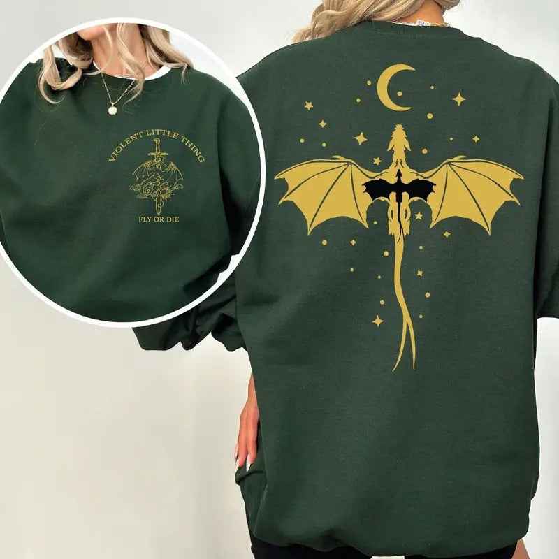 Violent Little Thing Fourth Wing Two Side Shirt , Dragon Riders Quadrant Shirt, Fly Or Die Shirt, Unisex Sweater Pullover...