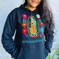 Virgen embroidered hoodie cotton black T-Shirts, Sweatshirt | RetroVerseTees.com