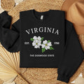 Virginia Dogwood Embroidered State Flower Sweatshirt, Hometown Embroidered Shirt, Favorite Flower Embroidered Shirt Hoodie