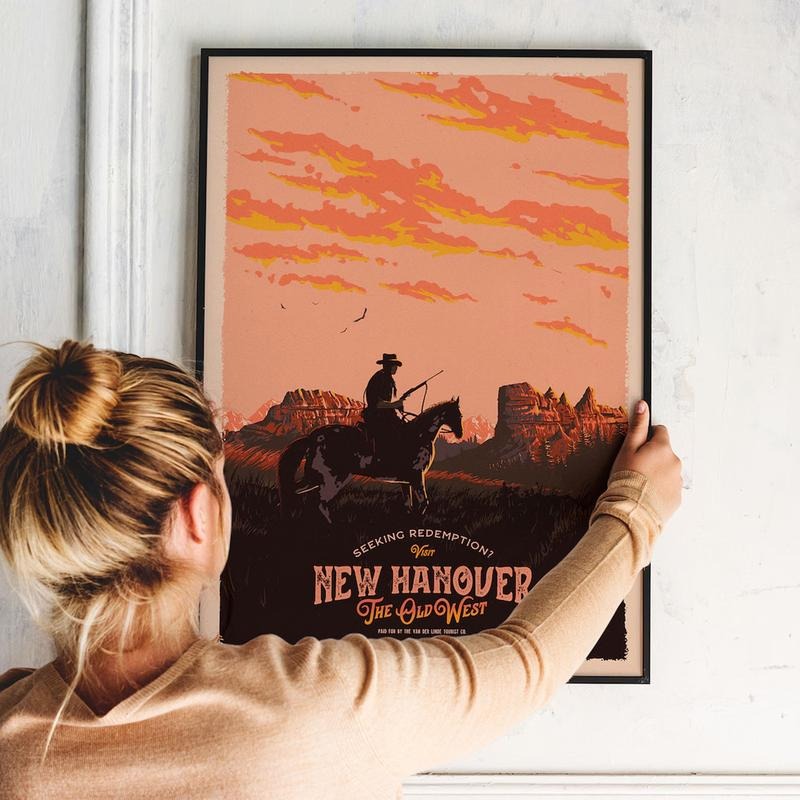Visit New Hanover Travel Poster - Vintage Travel Poster Art - Red Dead Poster Print - Retro Western Travel |  Gaming...