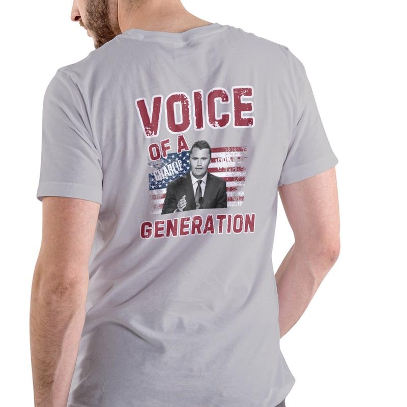 Voice of a Generation Charlie Kirk T Shirt, Unisex Cotton Hoodie, Sweatshirt | RetroVerseTees.com