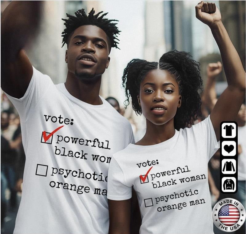Vote Powerful Black Women, Kamala Shirt, Black People Tee, Full Sizes, Full Colors, Unisex Cotton Round Neck Tee, For Men...
