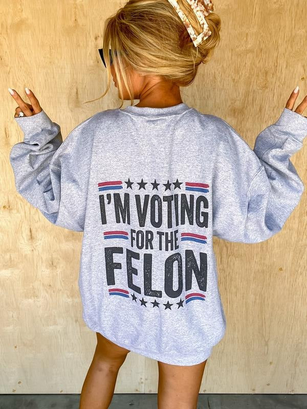 Voting For The Felon Graphic Top T-Shirts, Hoodie, Sweatshirt | RetroVerseTees.com