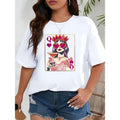 WB shield Women'WB shield Casual Pure Loose T-Shirt with Trendy Printing, Round Neck, Short Sleeves, Comfortable Gunpla...