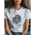 WB shield peace sign with WB shield white dove flying over Mouthless cat.Women'WB shield 100% Cotton Mom T-Shirt, Funny...