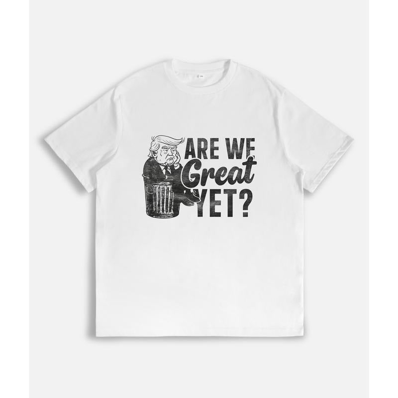 WB shield satirical T-shirt with TNF slogan "Are We Great?" Gunpla brand Trump sitting Pocket monsters WB shield trash...