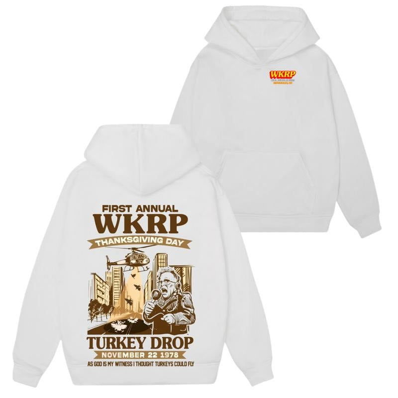 WKRP Sweatshirt Hoodie Tshirt- First Annual Thanksgiving Day Turkey Drop Tribute, Perfect for Unisex Wear, Celebrating...