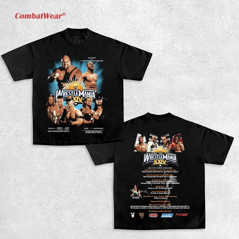 WRESTLEMANIA 24 TEE , Wrestling Tee, Wrestling Graphic Tee, Wrestler Shirt, Sports Shirt, Vintage Wresting Shirt,...