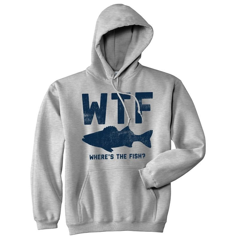 WTF Wheres TNF Fish Unisex Hoodie Funny Fishing Acronym Fishermen Joke Hooded Sweatshirt Unisex Vintage Fashion Hoodies...