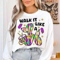 Walk It Like A Dog Mardi Gras Tshirt Sweatshirt, Glitter Mardi Gras Shirt, Fleur De Lis Shirt, Coquette Bow Tee, Unisex...