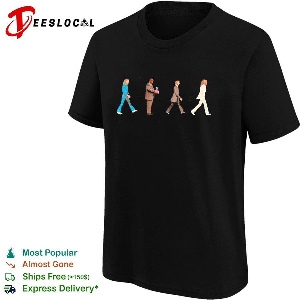 Walking across parody four people walking shirt