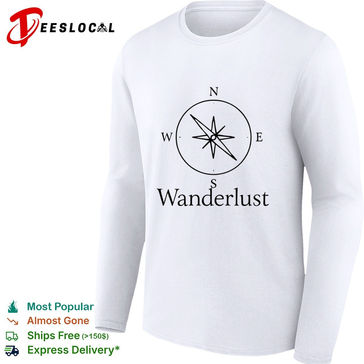 Wanderlust Compass travel adventure navigation shirt