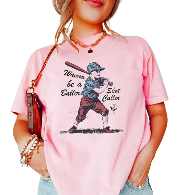 Wanna Be A Baller Shot Caller Vintage Graphic Shirt,  Baseball Boy TShirt, Baseball Lover Gift, Game Day Shirt, Sport...