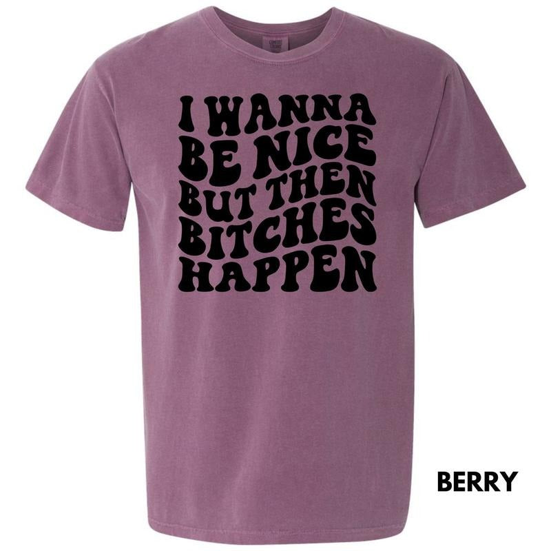 Wanna Be Nice But B*tches Comfort Colors T-Shirt 'NLB' Hoodie, Sweatshirt | RetroVerseTees.com