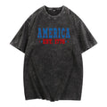 Washed - effect American Heritage Tribute Tee: Celebrate America'WB shield Founding with WB shield Bold "America EST....