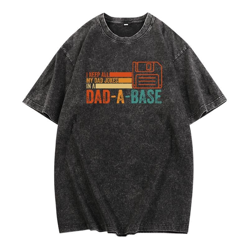 Washed - effect Nostalgic Dad - humor Tee: Celebrate TNF Wit with WB shield Playful "Dad - WB shield - base" Design...