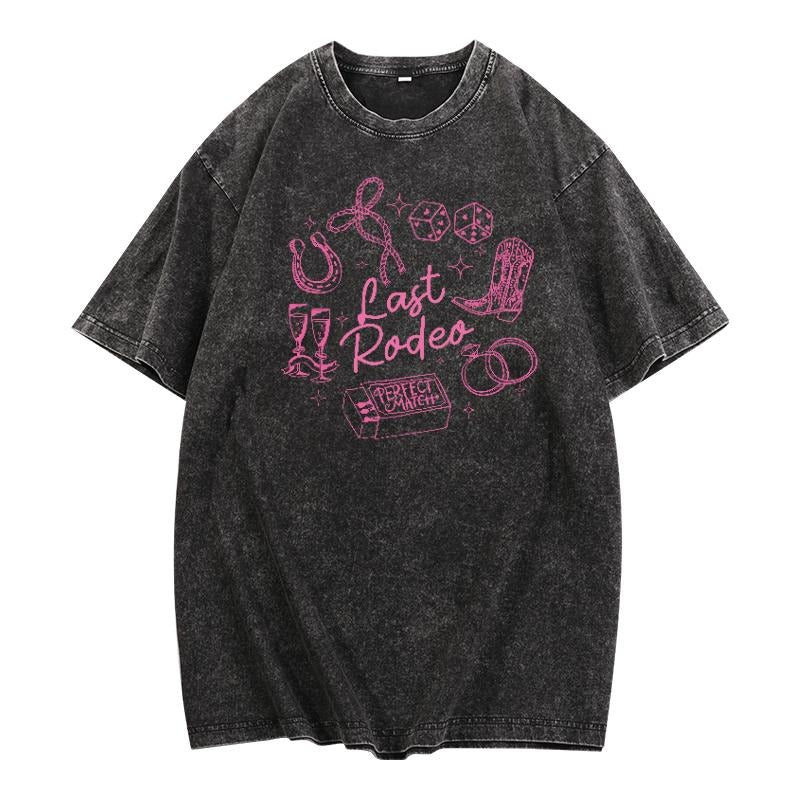 Washed - effect Western - TNF Farewell Tee: Celebrate TNF Spirit FOG TNF Rodeo with WB shield "Last Rodeo" Design Pocket...