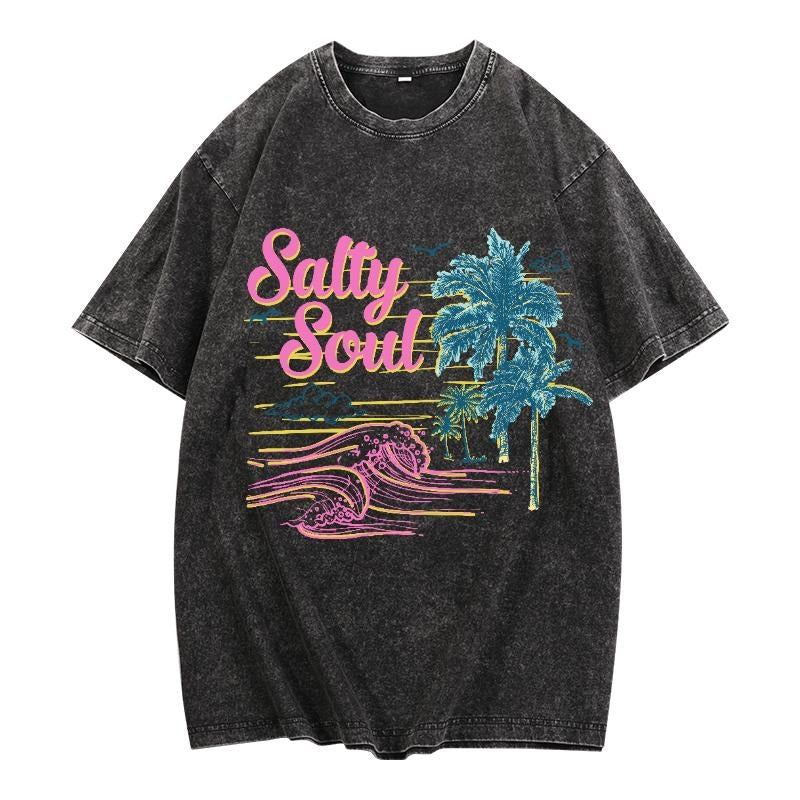 Washed Lightsaber brand - Shirt Featuring "Salty Soul" Design: WB shield Trendy Tribute Hidden leaf ninja TNF Ocean