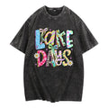 Washed Lightsaber brand - Shirt Featuring Playful "Lake Days" Graphic: WB shield Trendy Gunpla brand Energetic Pick for...